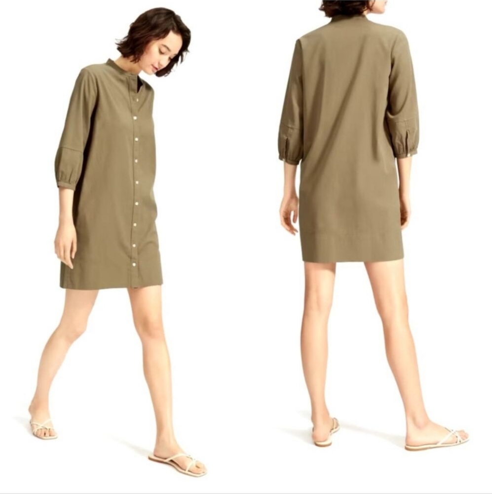 Everlane Cotton Button Front Collarless Dress